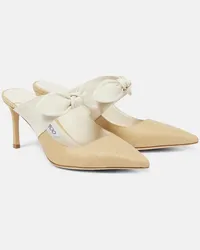 Jimmy Choo Mules Rali 75 in rafia e pelle Beige