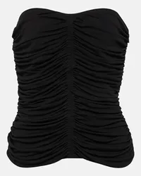 Saint Laurent Top a fascia in jersey con volant Nero