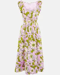 Tory Burch Abito midi in popeline di cotone Multicolore