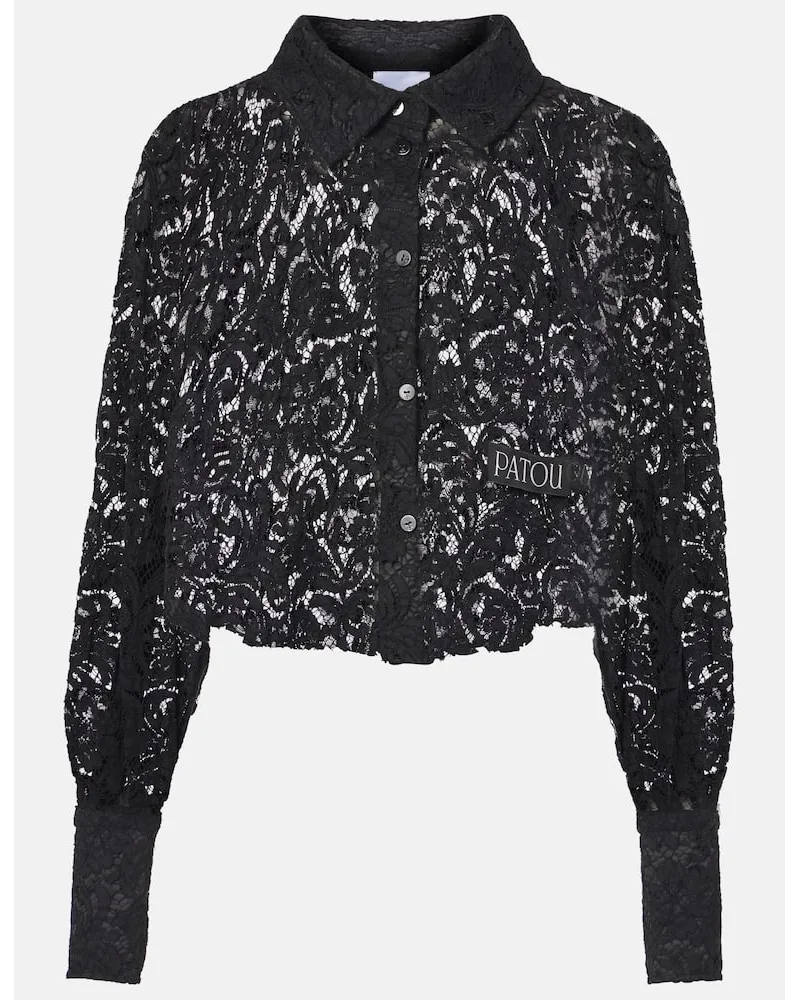 Patou Blusa cropped in pizzo Nero