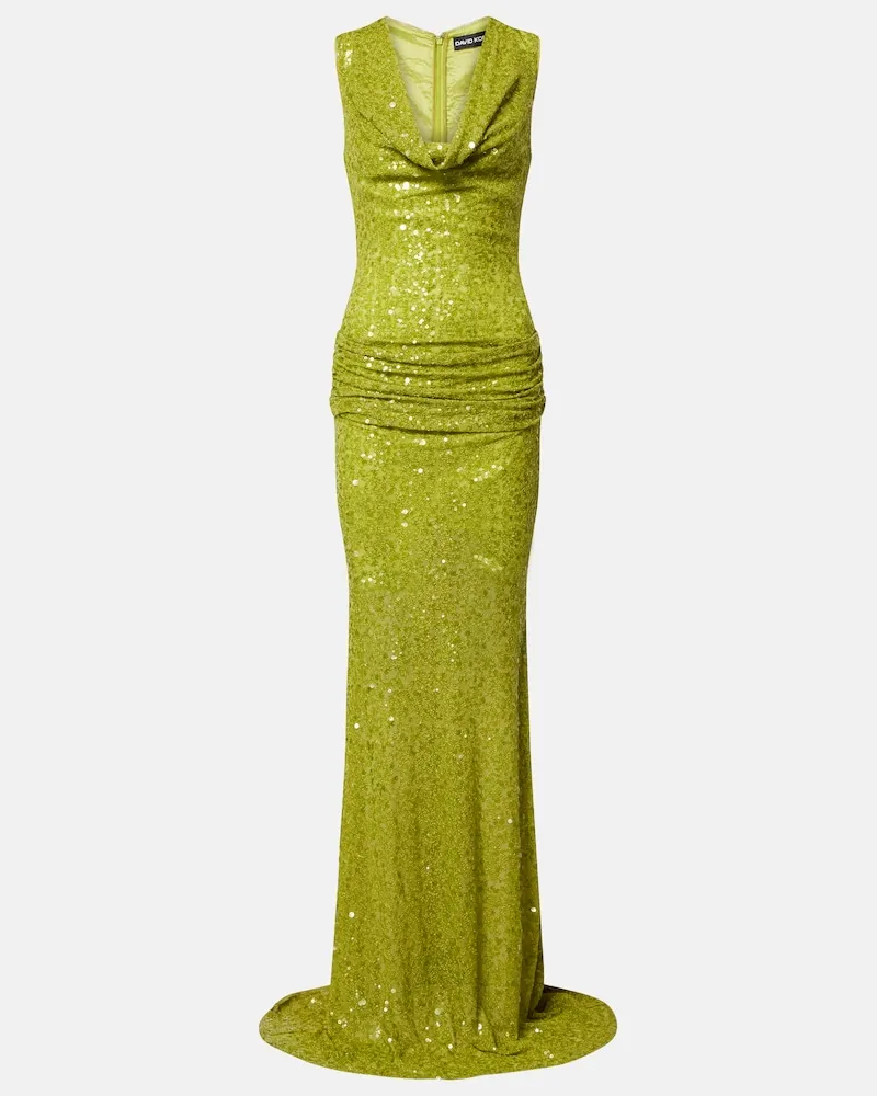 David Koma Abito lungo con paillettes Verde