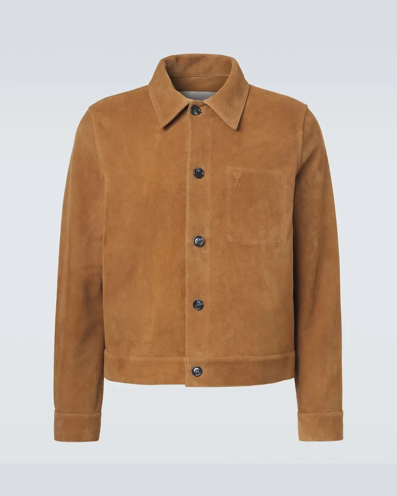 AMI Paris Giacca blouson in suede Marrone
