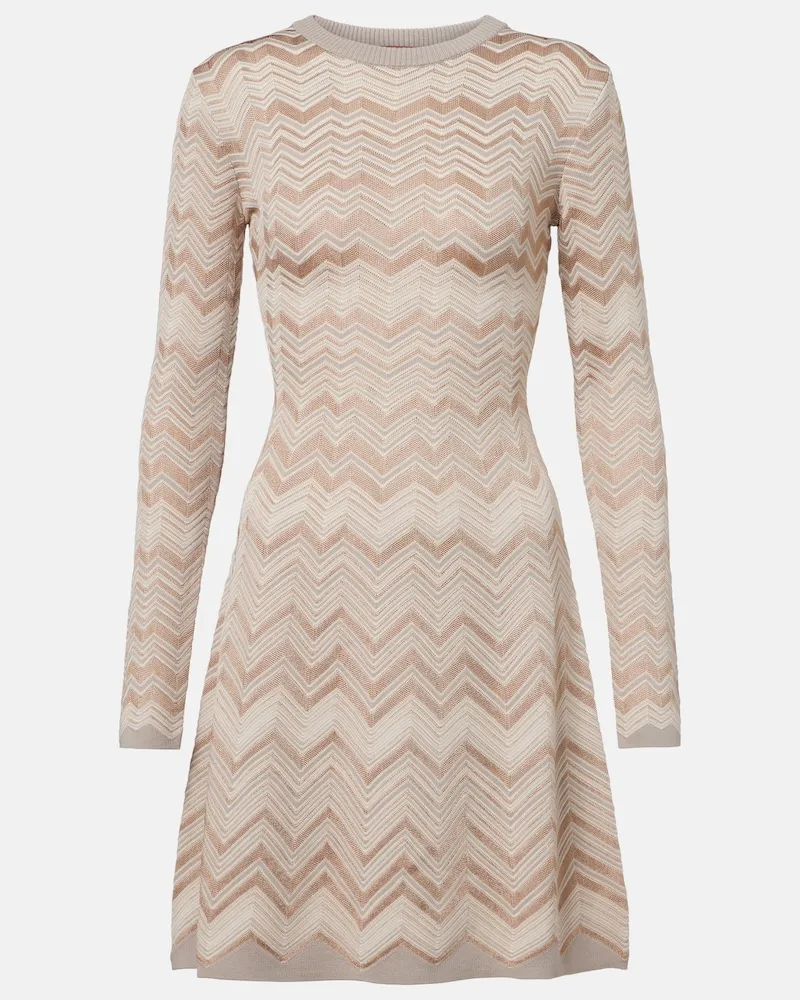 Missoni Abito corto in maglia a zig zag Beige