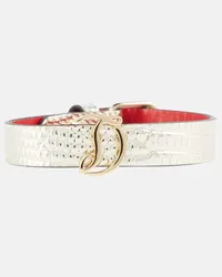 Christian Louboutin Bracciale Loubilink in pelle con stampa Argento