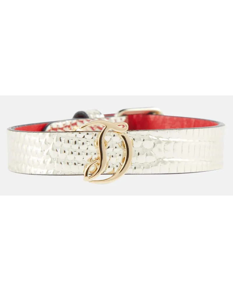 Christian Louboutin Bracciale Loubilink in pelle con stampa Argento