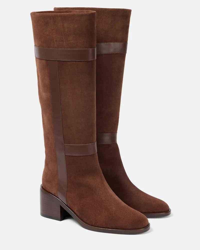 Robert Clergerie Stivali Lyube 65 in suede e shearling Marrone