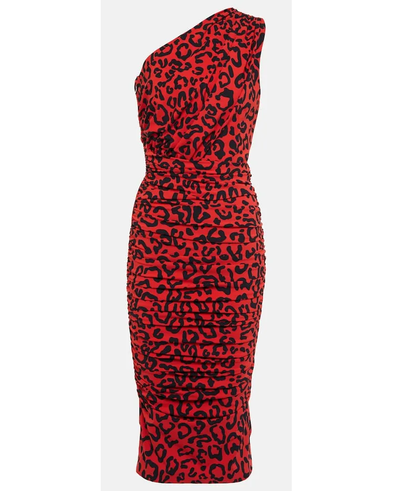 Dolce & Gabbana Abito midi in jersey con stampa Rosso