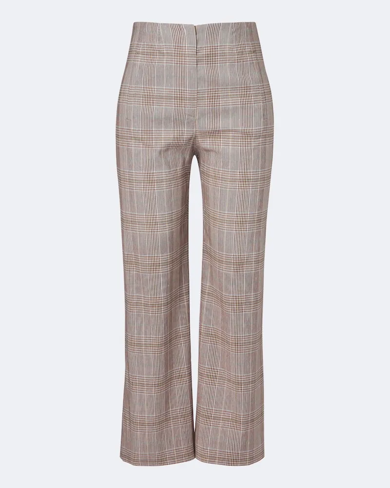 Veronica Beard Pantaloni Dova in cotone e lino cropped Marrone