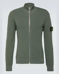 Stone Island Pullover Compass in cotone con zip Verde