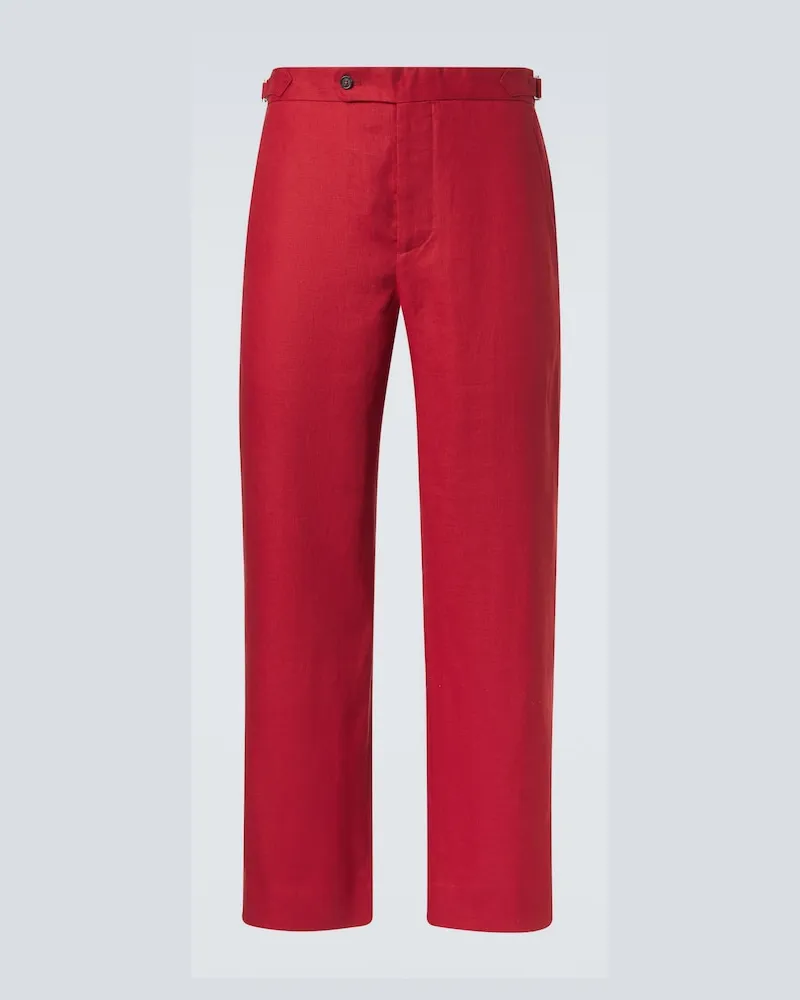 BODE Pantaloni regular in lino Rosso