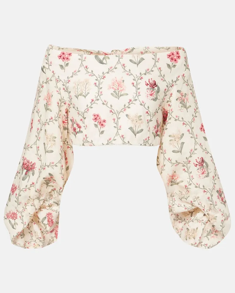 AGUA BENDITA Top in lino con stampa floreale Multicolore