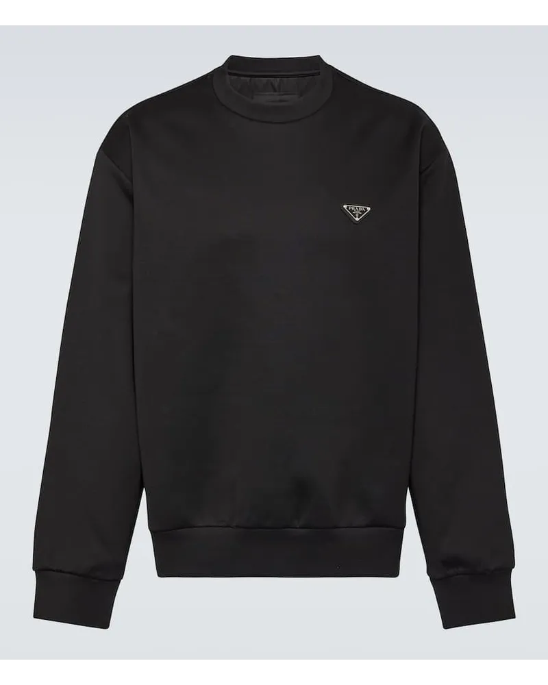 Prada Felpa in misto cotone con logo Nero