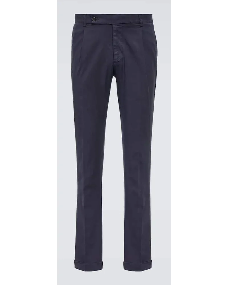 Thom Sweeney Pantaloni chino a vita media Blu