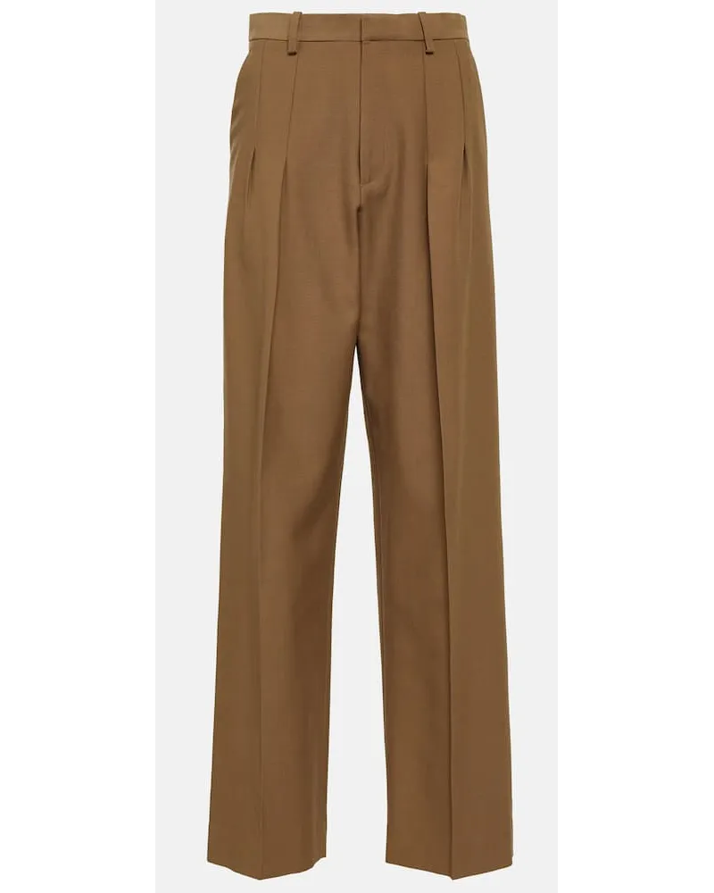 Victoria Beckham Pantaloni regular a vita alta Marrone
