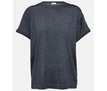 T-shirt in misto cashmere e seta con lamé