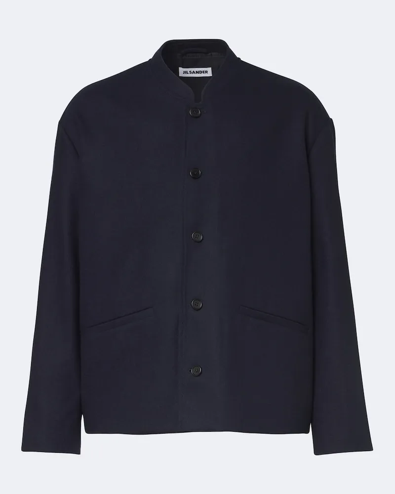 Jil Sander Giacca camicia in lana Blu