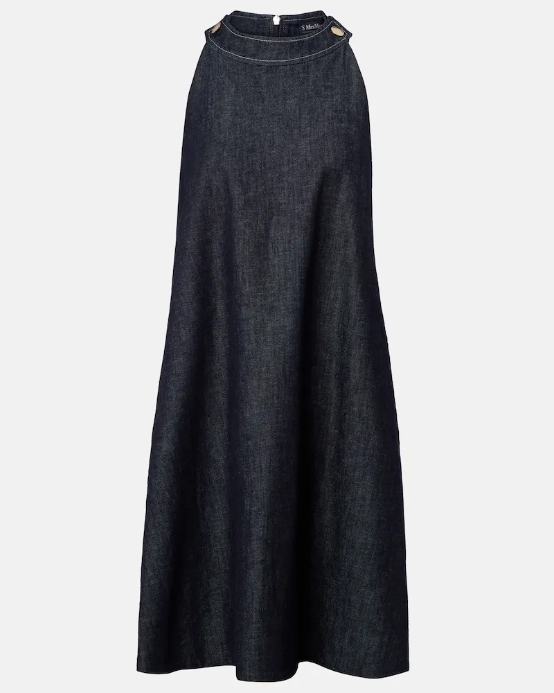 Max Mara Abito corto di jeans con scollo all'americana Blu