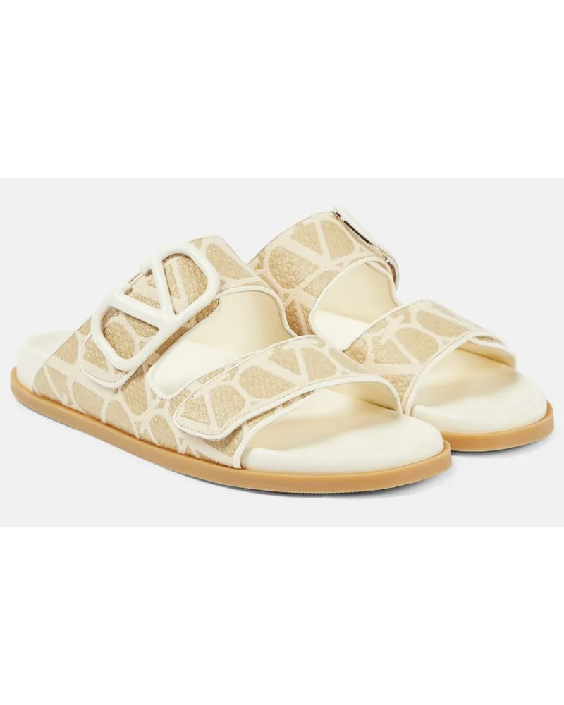 Valentino Garavani Sandali VLogo Signature in rafia Beige