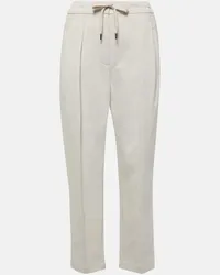 Brunello Cucinelli Pantaloni regular in gabardine di cotone Bianco