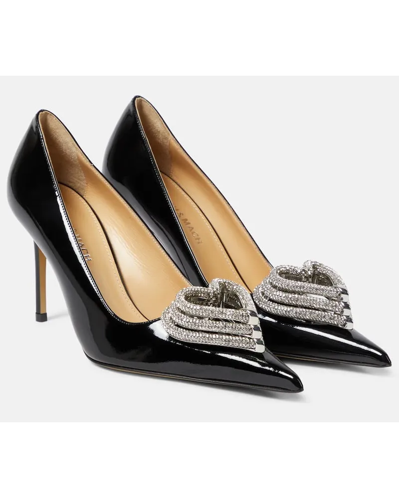 Mach & Mach Pumps Triple Heart in vernice Nero