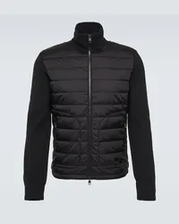 Moncler Cardigan in misto lana con imbottitura Nero