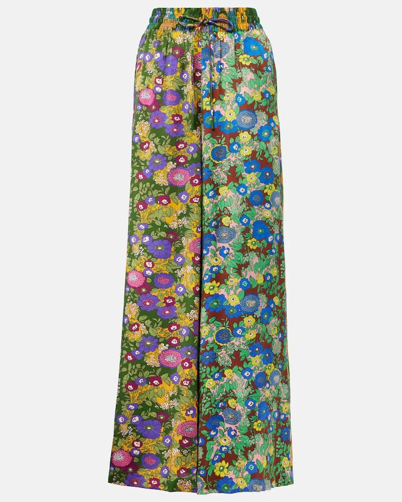 ALEMAIS AlÃ©mais Pantaloni a gamba larga in raso di seta Multicolore