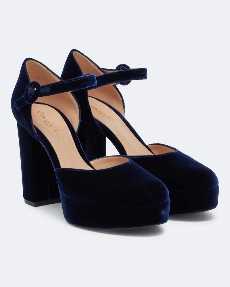 Gianvito Rossi Pumps platform in velluto Blu