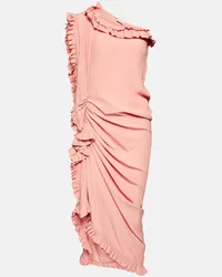 Dries van Noten Abito midi monospalla in crêpe Rosa