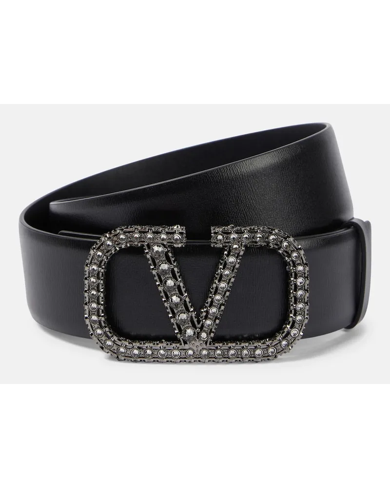 Valentino Garavani Cintura VLogo con cristalli Nero