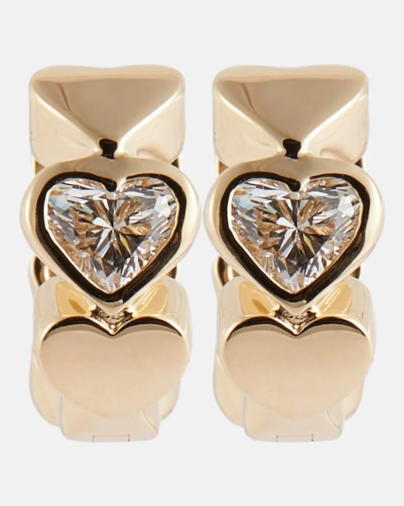 Sydney Evan Orecchini a cerchio Heart Diamond in oro 14kt Oro