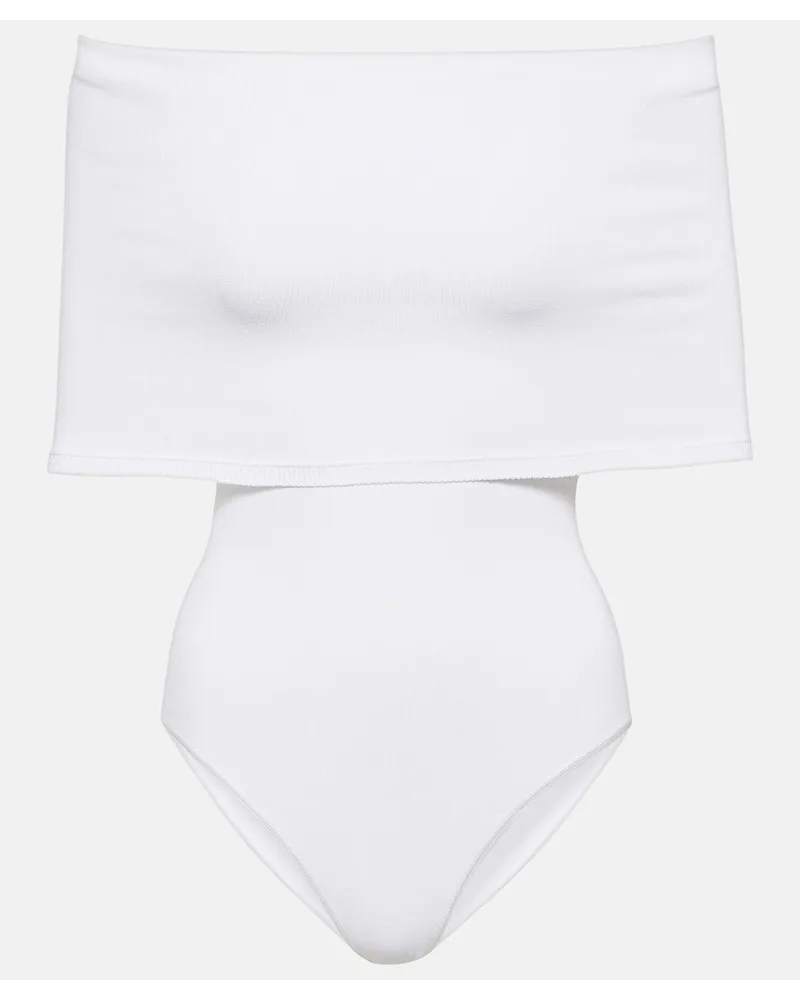 Alaïa AlaÃ¯a Body in maglia con scollo bardot Bianco