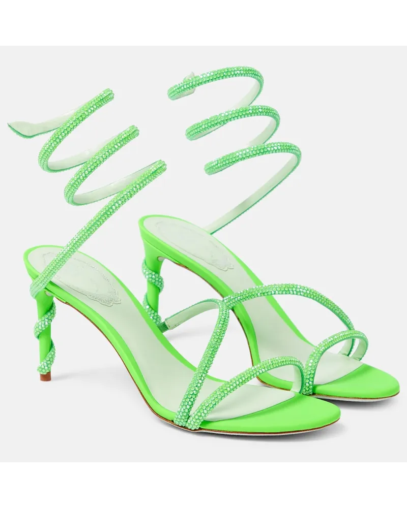 René Caovilla Sandali Margot in raso con cristalli Verde