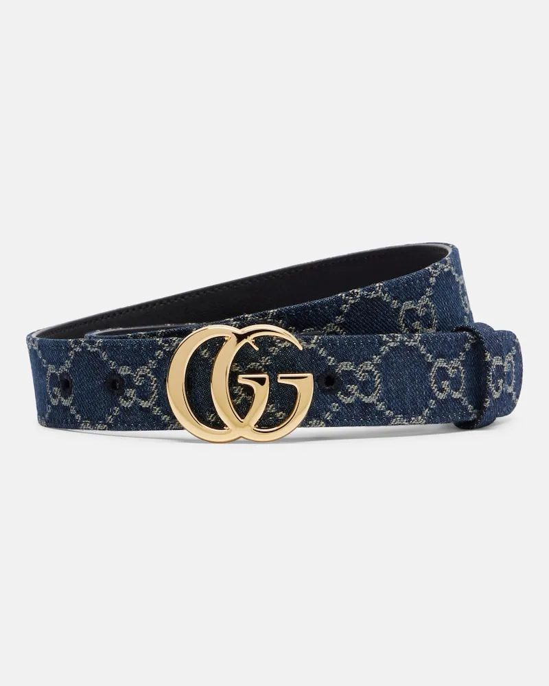 Gucci Cintura GG Marmont in denim Blu