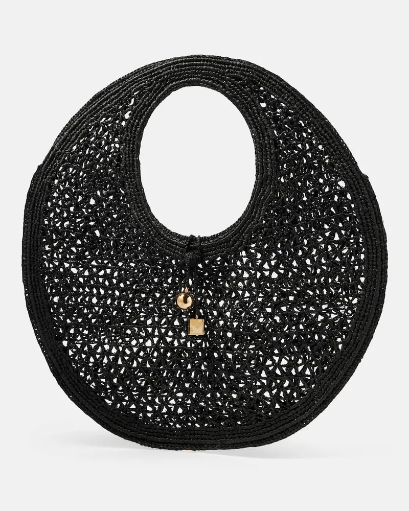 Jacquemus Borsa Le Rond Spiaggia in rafia Nero