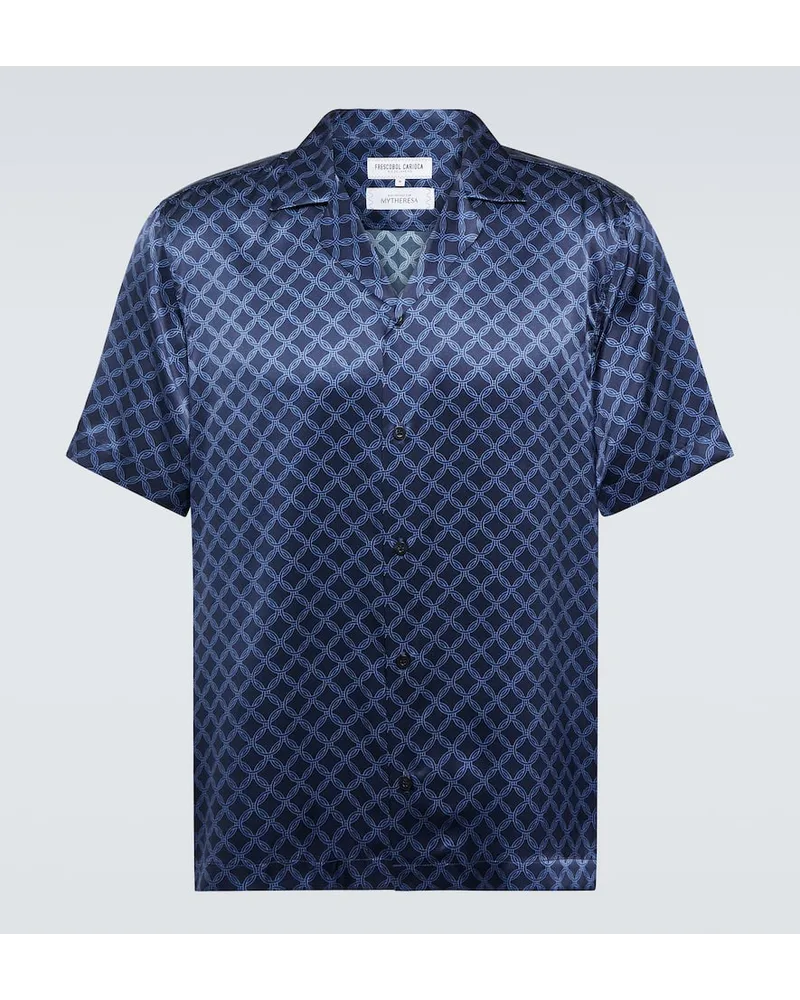 Frescobol Carioca Camicia bowling Roberto in seta Blu