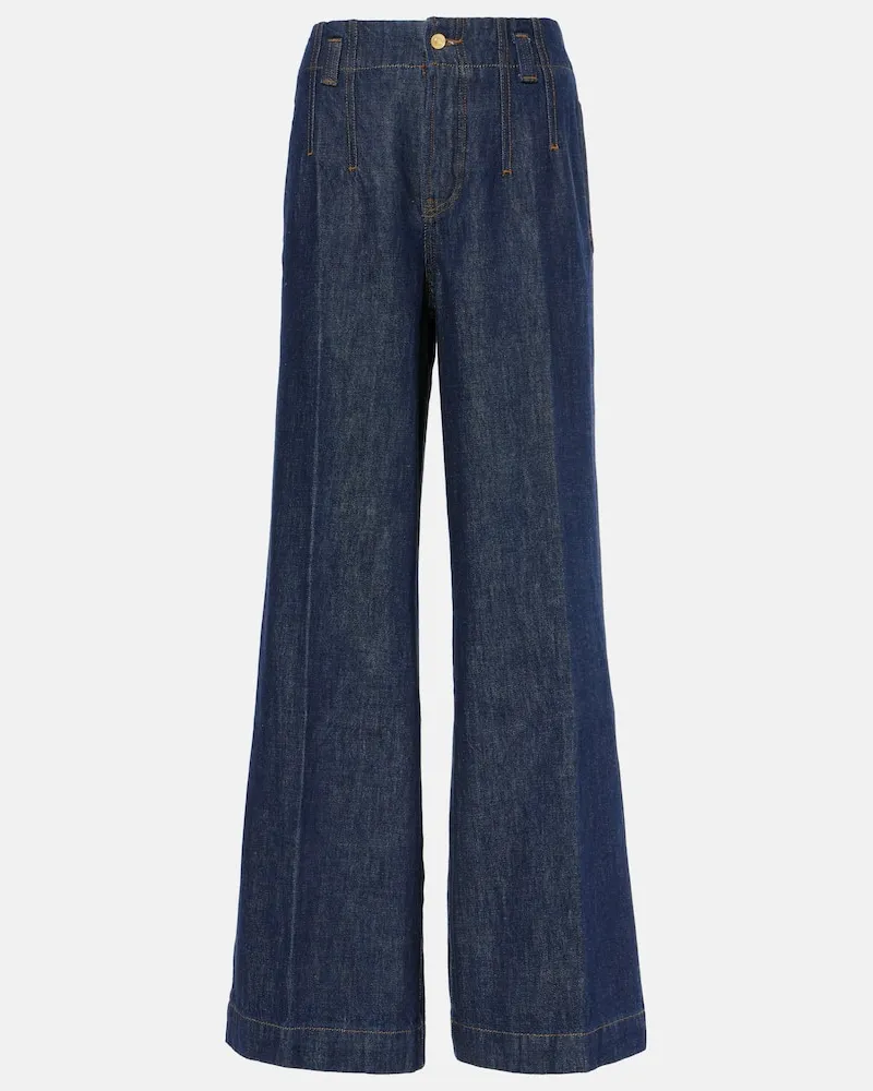 Frame Denim Jeans a gamba larga e vita alta Blu