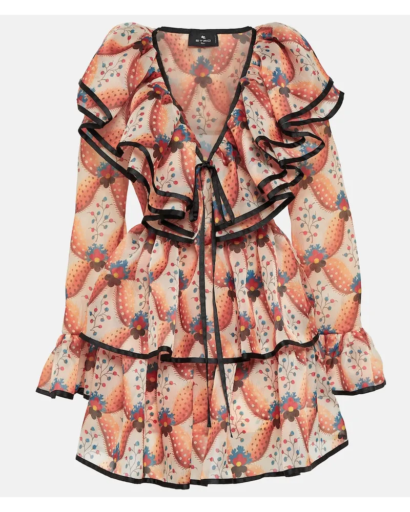 Etro Miniabito con ruches e stampa Arancione