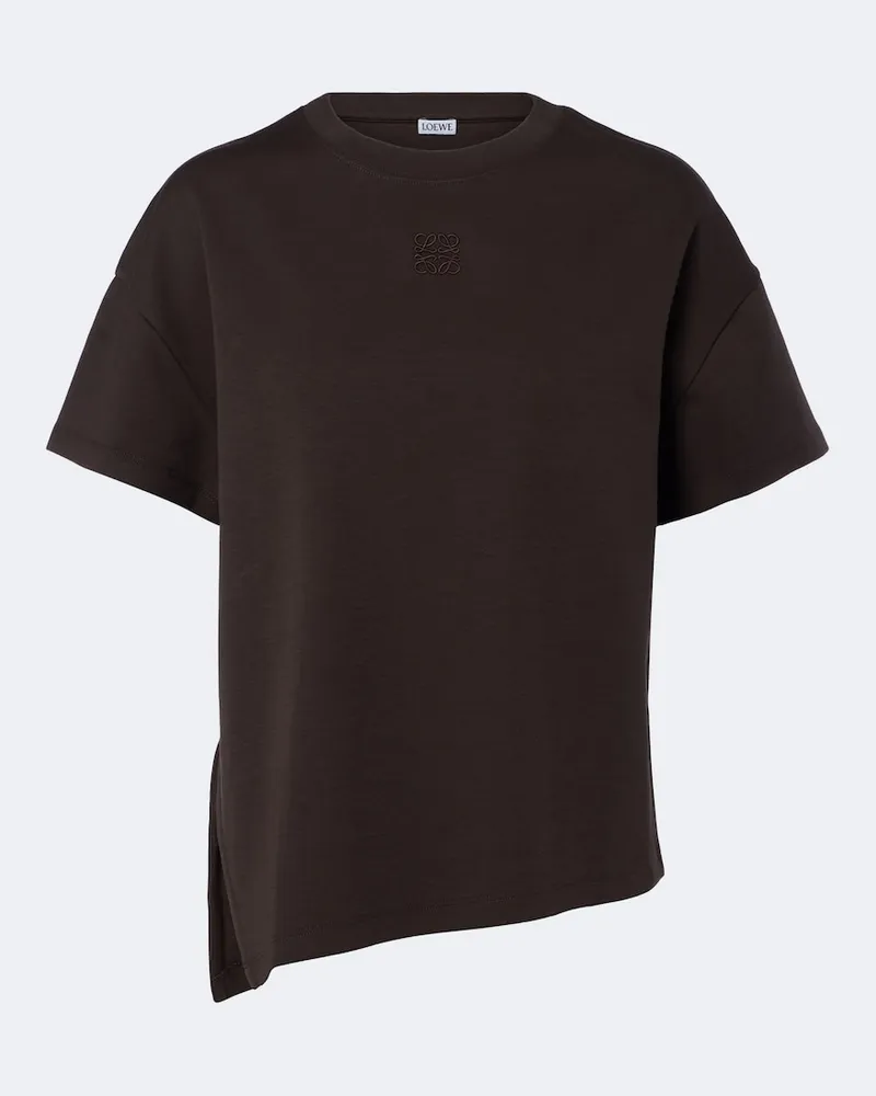 Loewe T-shirt asimmetrica Anagram in misto cotone Marrone