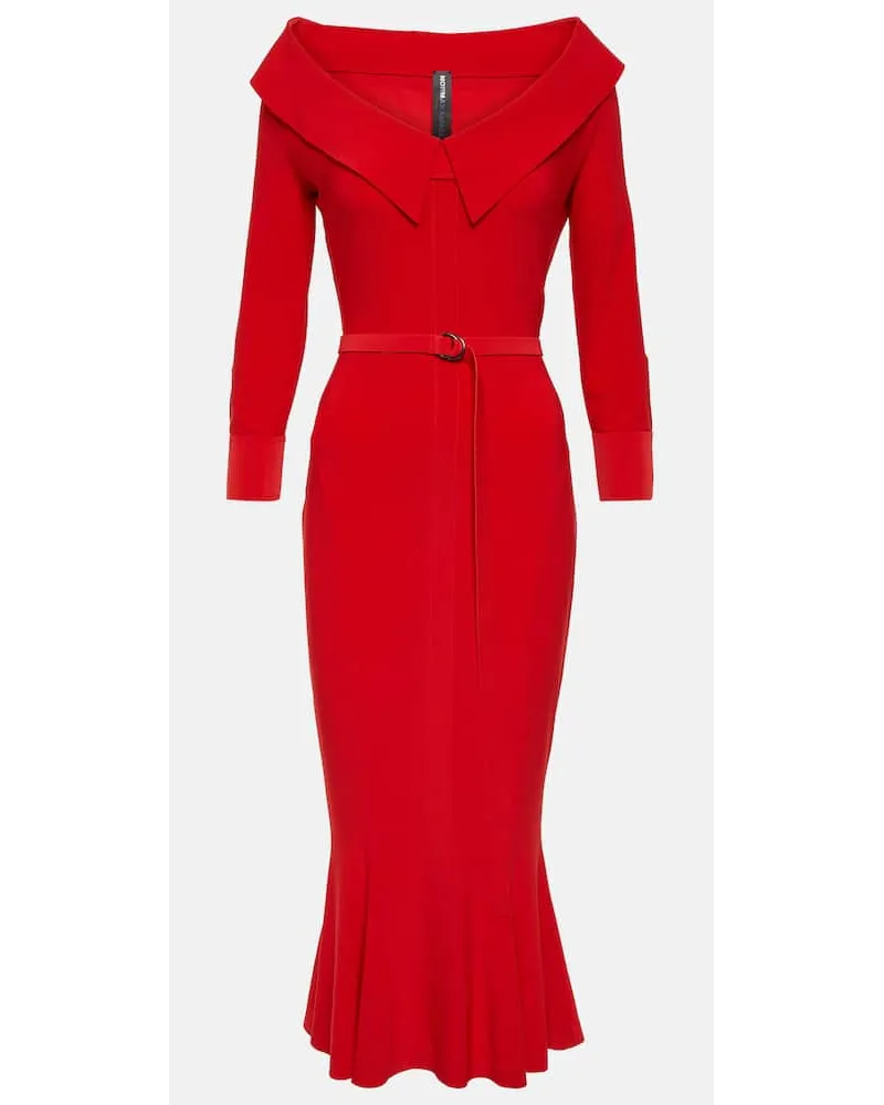 Norma Kamali Abito midi in jersey Rosso