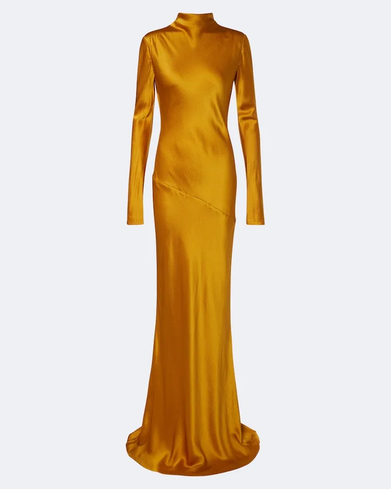TOVE Abito lungo Gio in satin di seta Oro