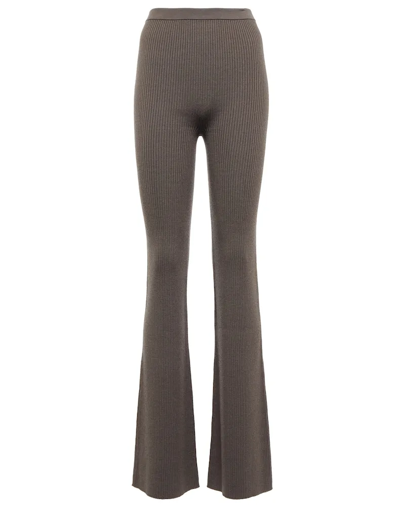 Rick Owens Pantaloni in misto lana a coste Marrone