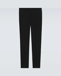 Saint Laurent Pantaloni slim in gabardine di lana Nero