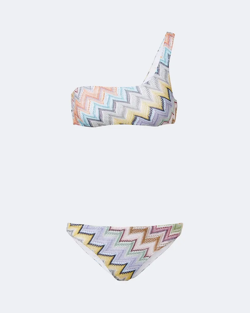 Missoni Bikini monospalla con lamé a zig zag Multicolore