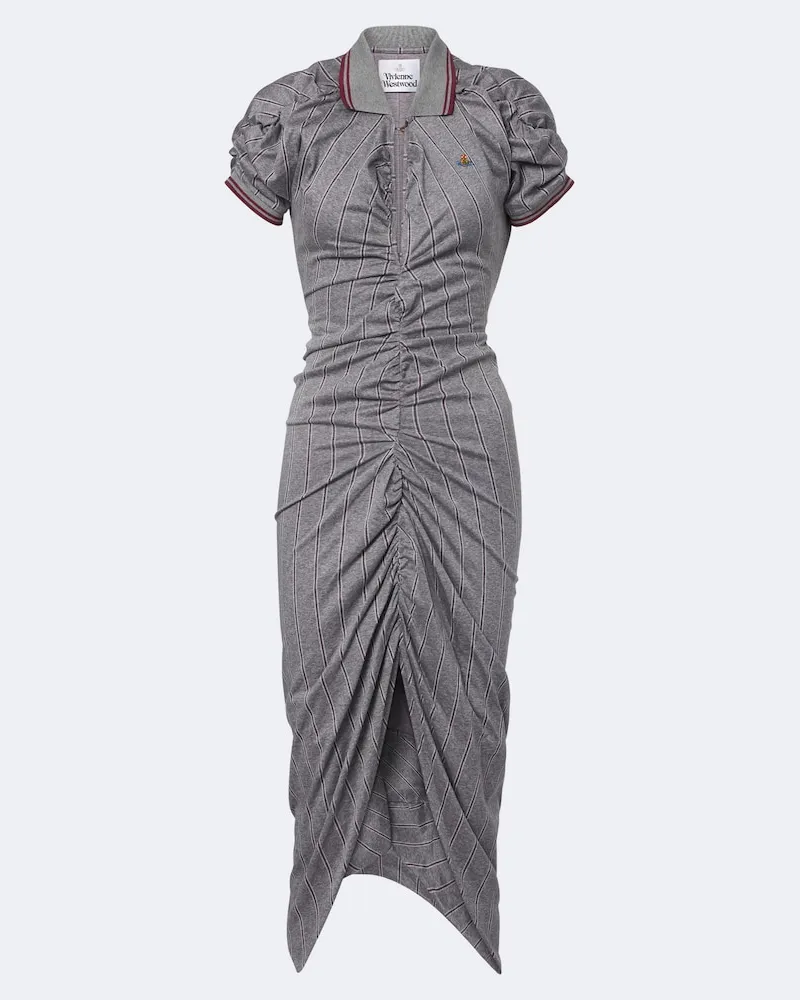 Vivienne Westwood Abito midi Pulling in cotone a righe Grigio