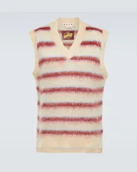 Marni Gilet a righe in misto mohair Beige