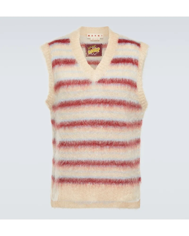 Marni Gilet a righe in misto mohair Beige