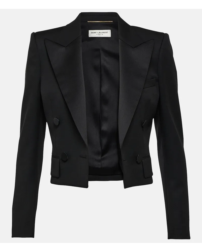 Saint Laurent Giacca cropped in lana Nero