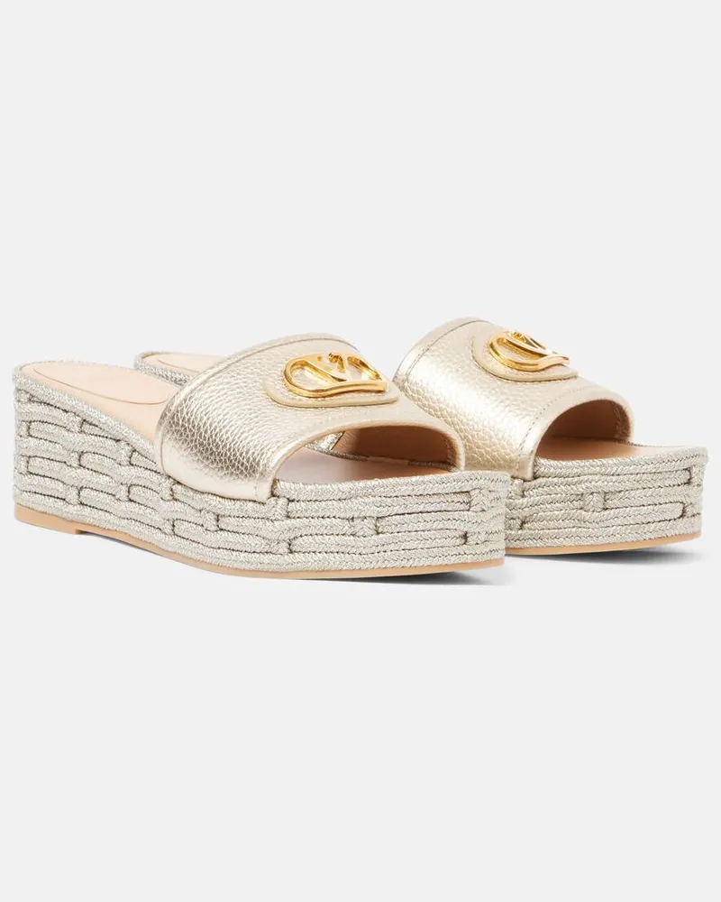 Valentino Garavani Sandali VLogo in pelle metallizzata Oro