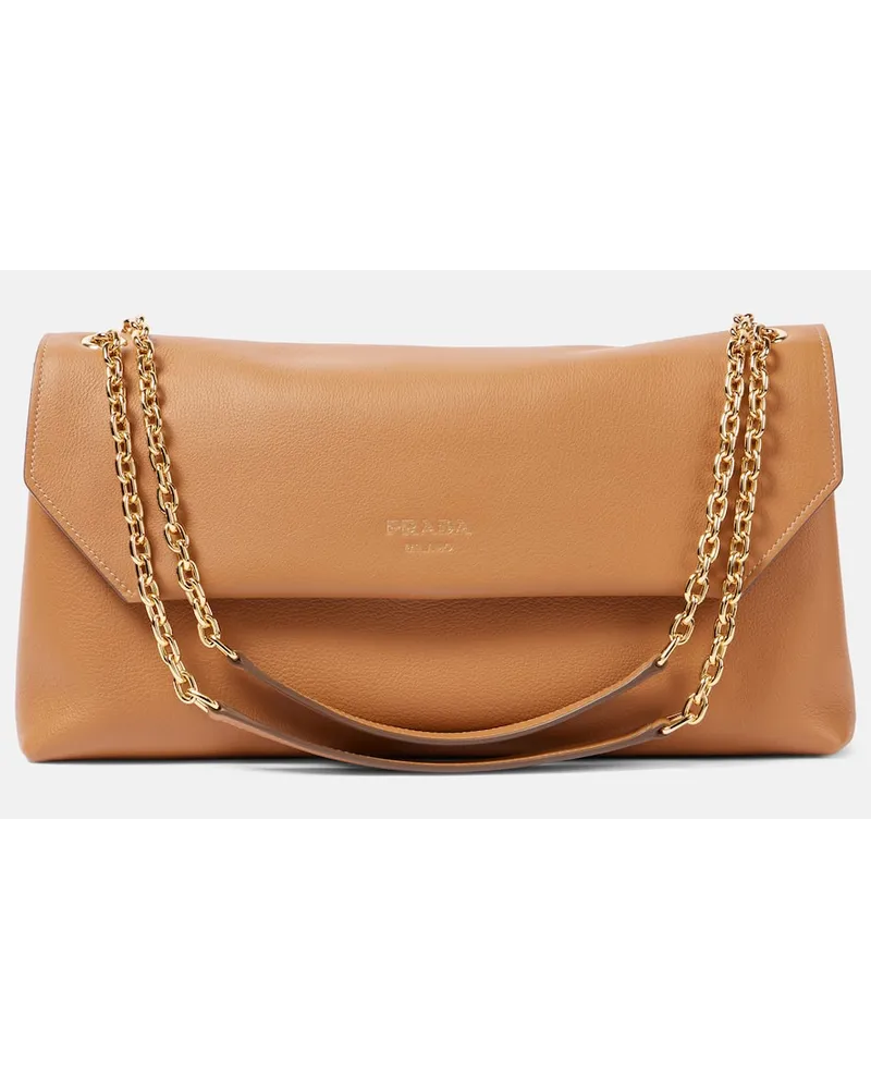 Prada Borsa a spalla Medium in suede Marrone