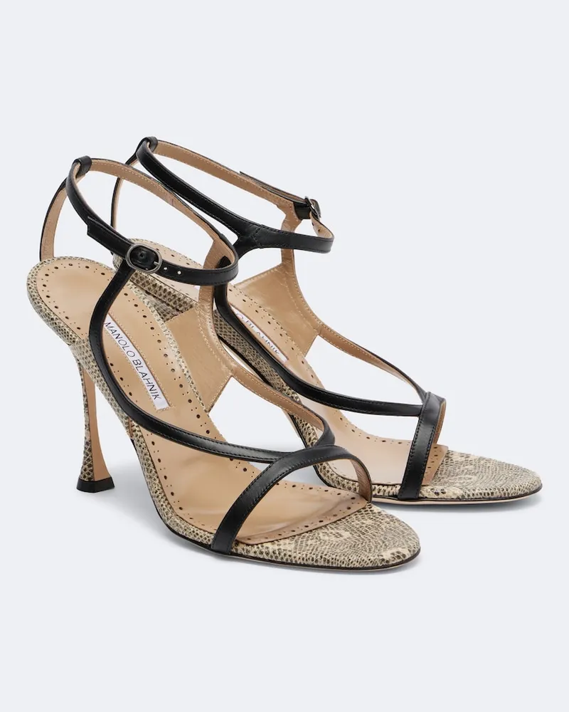 Manolo Blahnik Sandali Tibula in pelle stampa serpente Nero